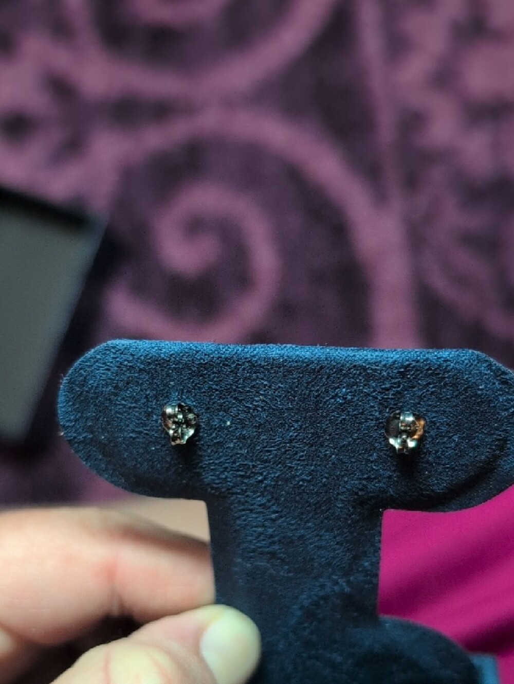 Black Diamond Floral Rose Stud Earrings In Sterling Silver for Women - Picture 7 of 10